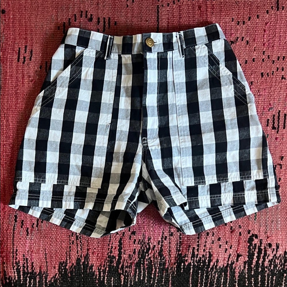 Big Bud Press Black and White Checkered Trouser Shorts